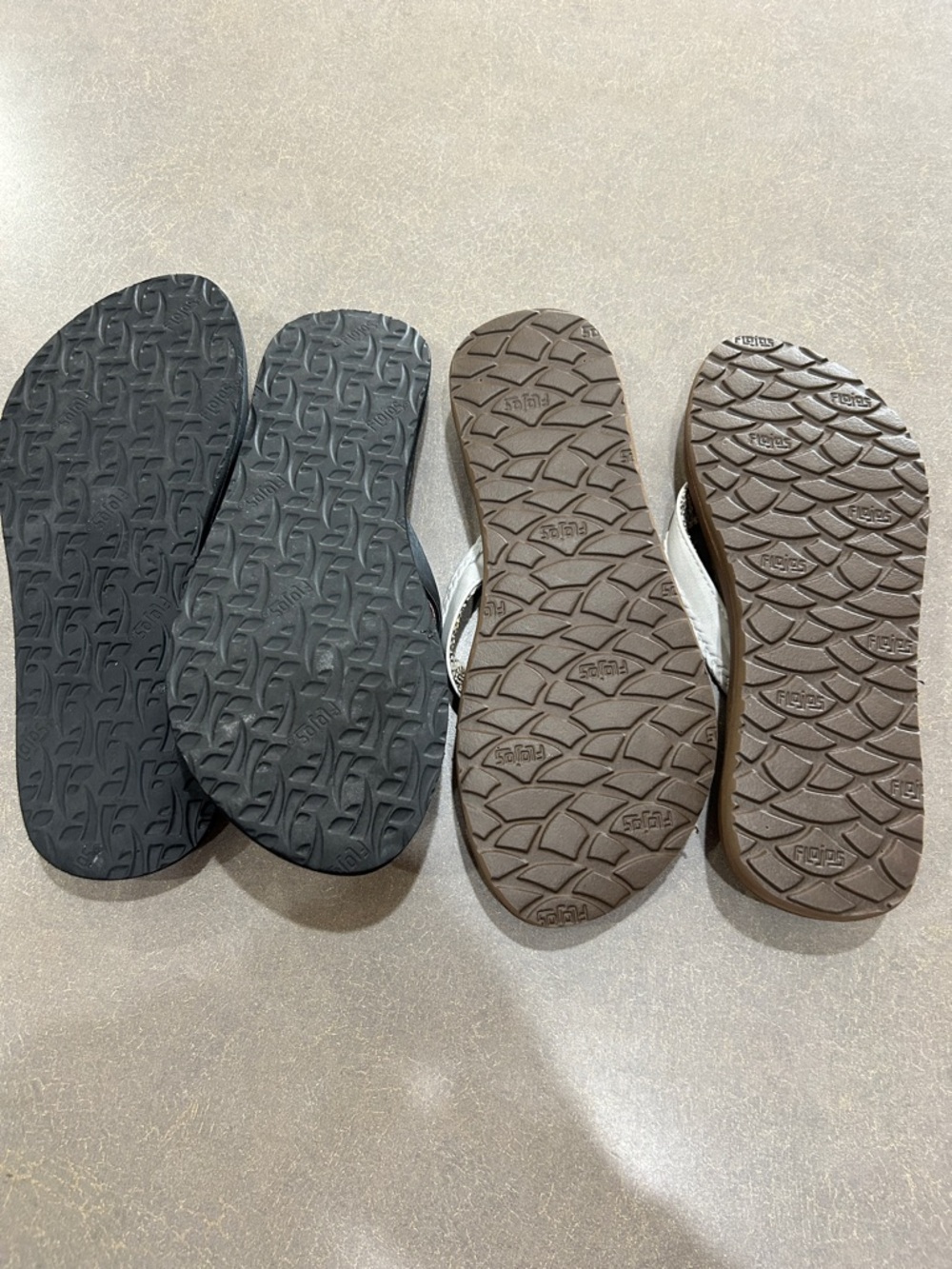 Flojos Black & Brown Women's Flip-Flops with Pink and White Accents - Picture 5 of 5